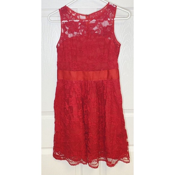 BB Dakota When The Night Comes Floral Red Lace Dress ModCloth Valentines Size 6 - Picture 1 of 9